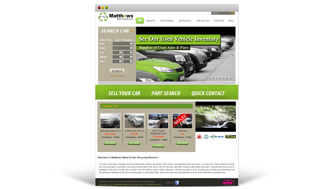   MATTHEWS AUTO RECYCLING Website Launch